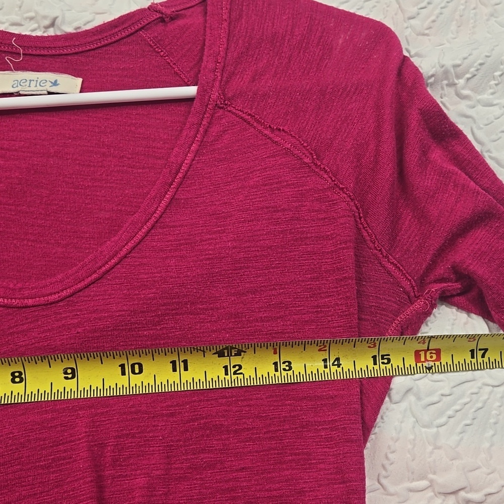 3/$10 Aerie Deep Pink Long Sleeve Blouse - Picture 4 of 6